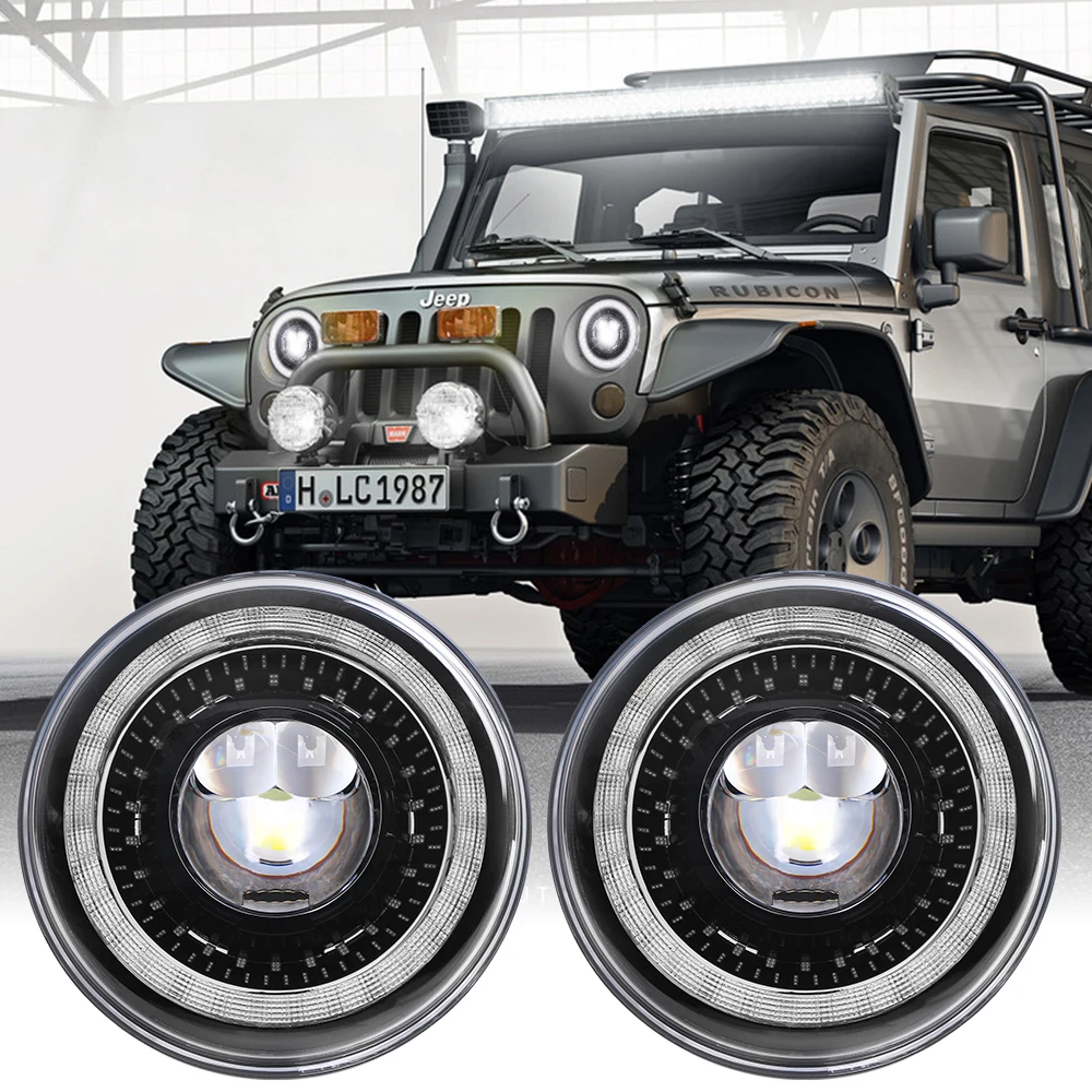 Top Sale 7Inch Led Headlight Car Drl Headlight 7Inch 60W Round Led Headlamp H4 Sealed Beams For Jeep Wrangler JK Led Headlight