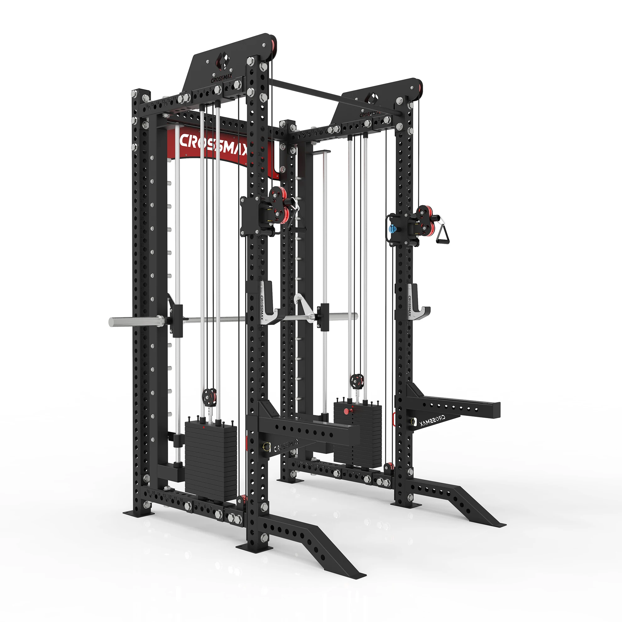 Crossmax 	Gym Fitness Equipment Multiple Cable Pulley System Squat Power Cage Rack Functional Trainer Smith With Weight Stack