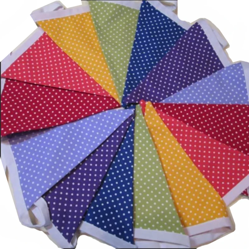 Customized logo printed 14cmX21cm   cotton burlap happy birthday bunting flag