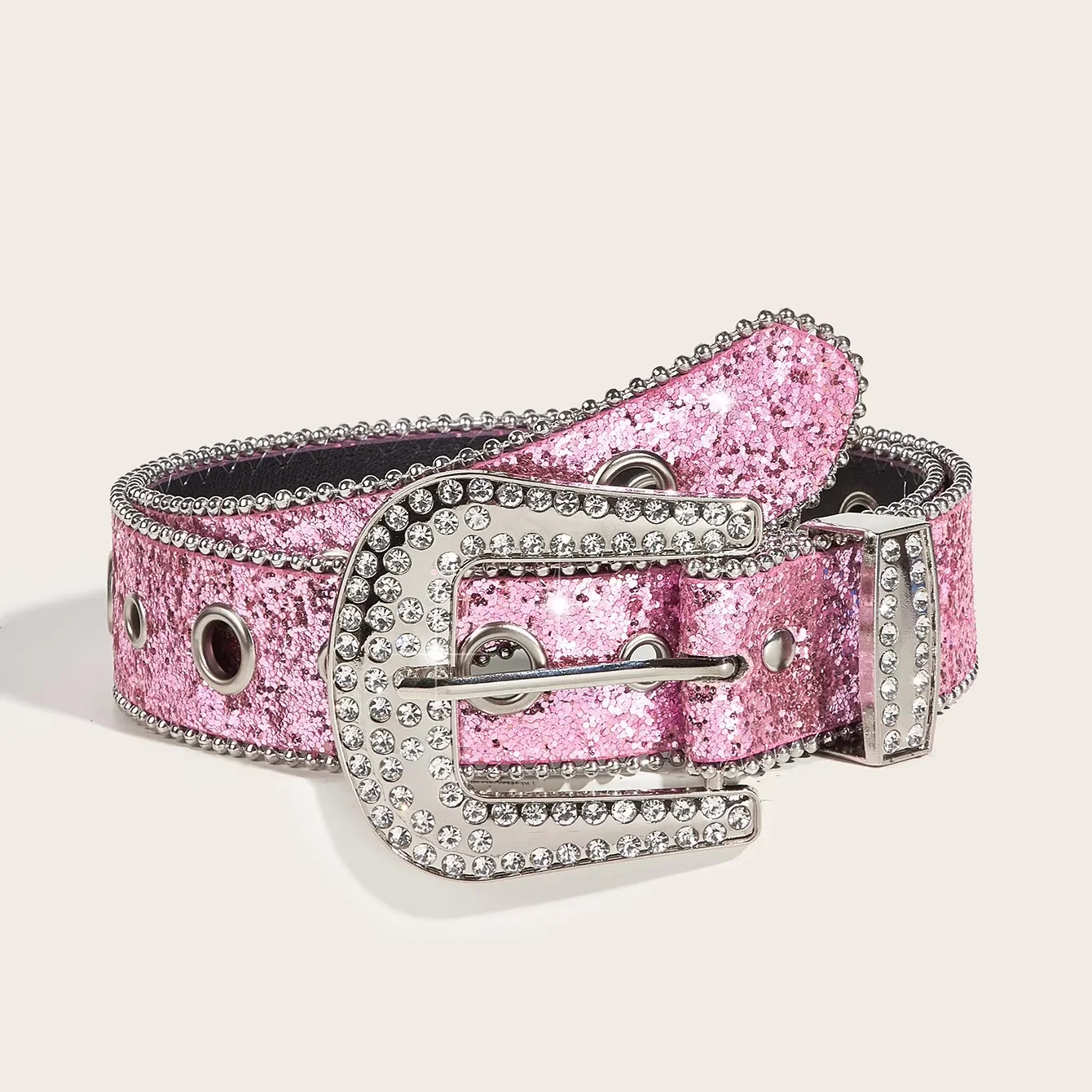 Luxury Designer Rhinestone Belt for Women Wide PU Waist Belt with Shiny Sequins Alloy Buckle Fashionable Luxury Leather Belt