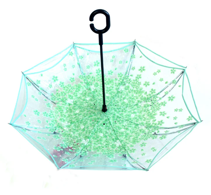 Eco-friendly POE new vention reverse transparent umbrella clear umbrella disposable umbrella