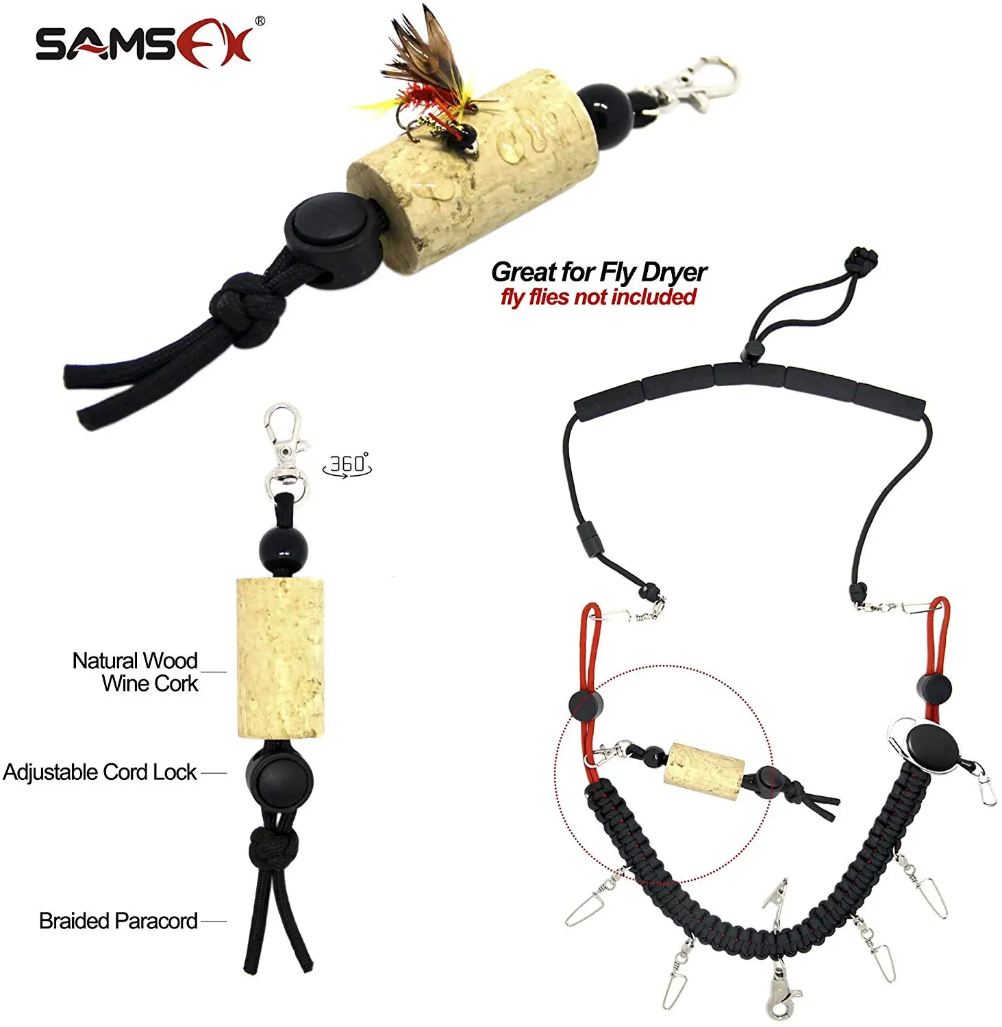 SAMSFX Fly Fishing Lanyard Braided Paracord Neckvest Strap