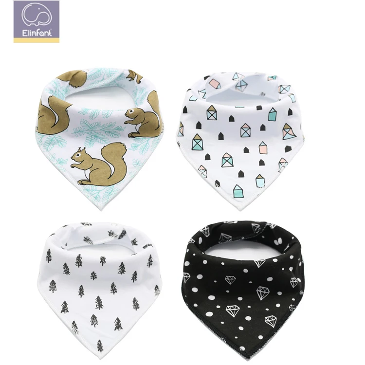 Baby bandana  bibs 100% cotton 4pcs/pack  2020 lovely design super soft baby bibs  manufacturer