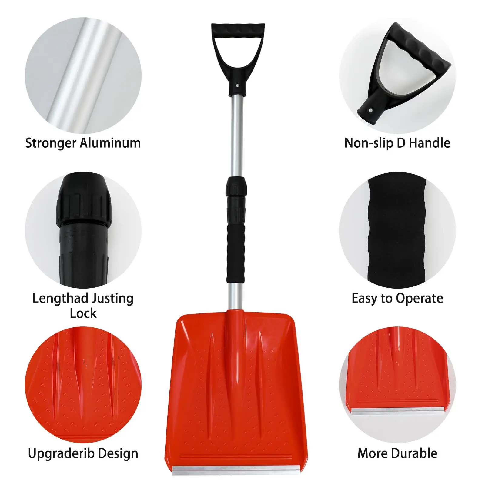 Car Snow Removal Heavy Duty Durable Aluminum Blade Snow Digging Spade Aluminum Handle D Grip Plastic Snow Shovel