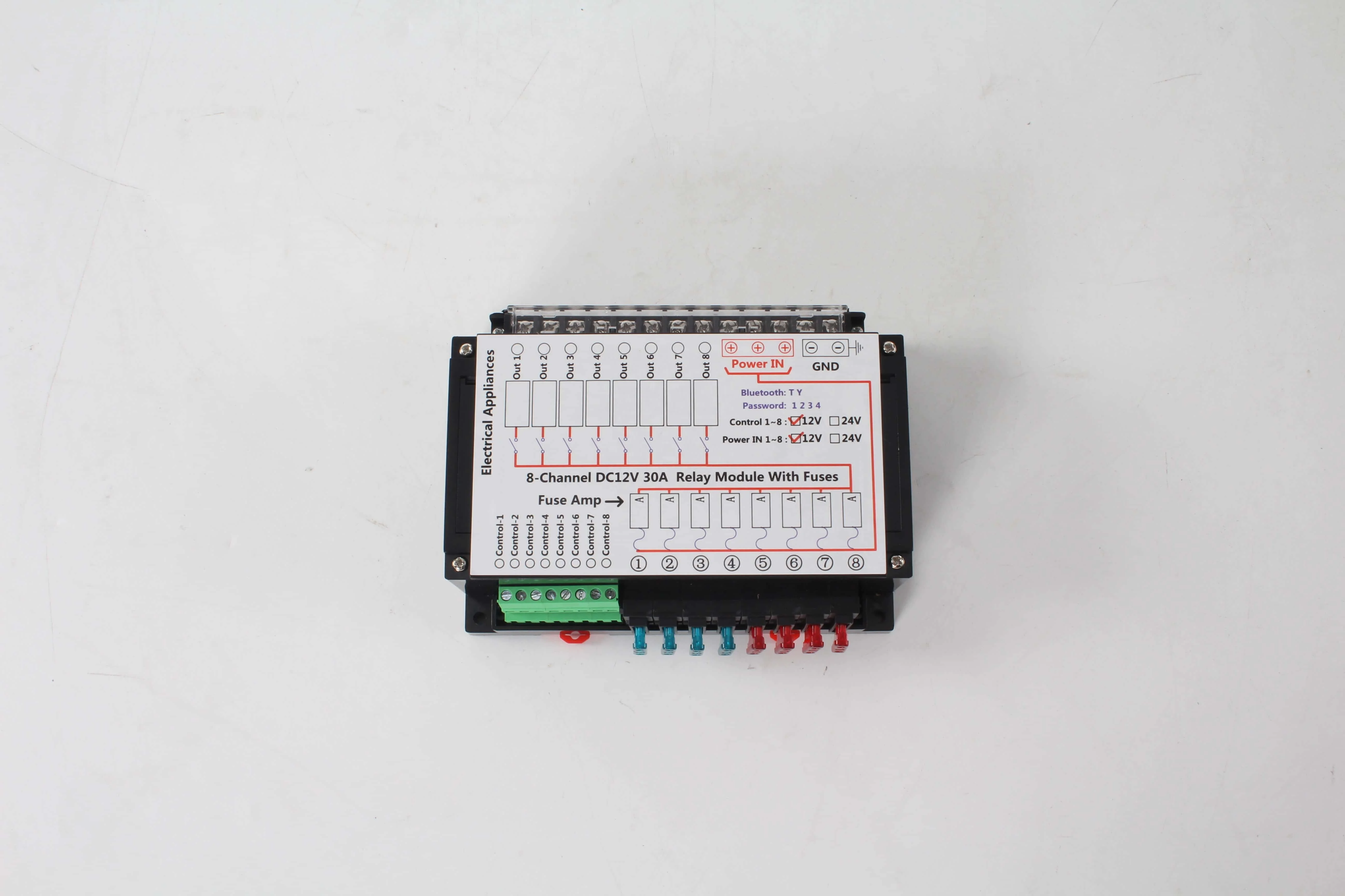TYTXRV 8-Channel DC 12V 30A Relay Module with Fuses for RV Electrical Systems