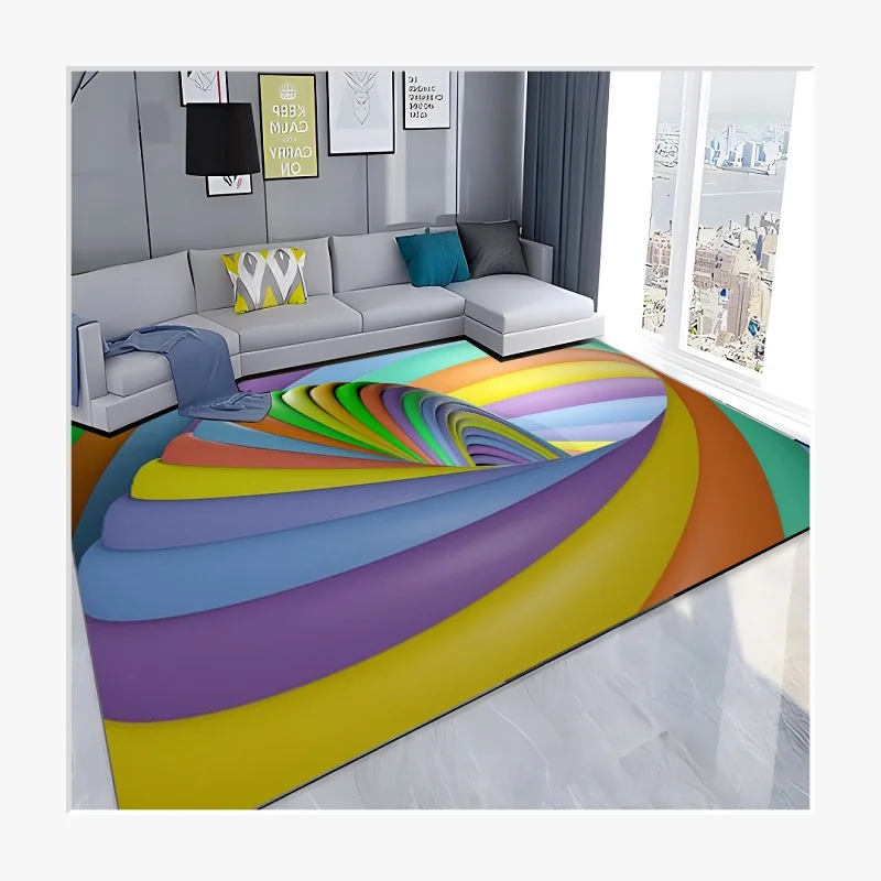 3D Vortex Illusion Carpet Entrance Door Floor Mat Abstract Geometric Optical Doormat Non-slip Floor Mat Living Room Decor Rug