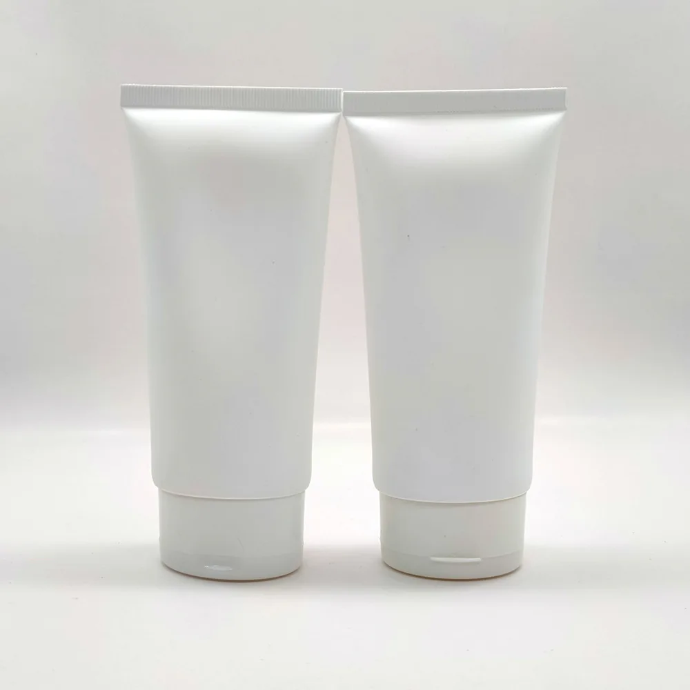 Translation Bulk PE Plastic Hose Cosmetic Cleansing Foam Elliptical Extrusion Tube Flat Flip Cap Straight Edge Lid Facial bottle