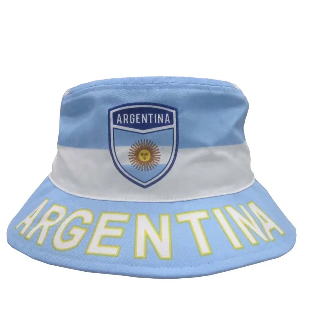 2024 New Style Argentina Cheap promotion country flag print bucket hat,wholesale polyester OEM bucket hat,cotton bob hat