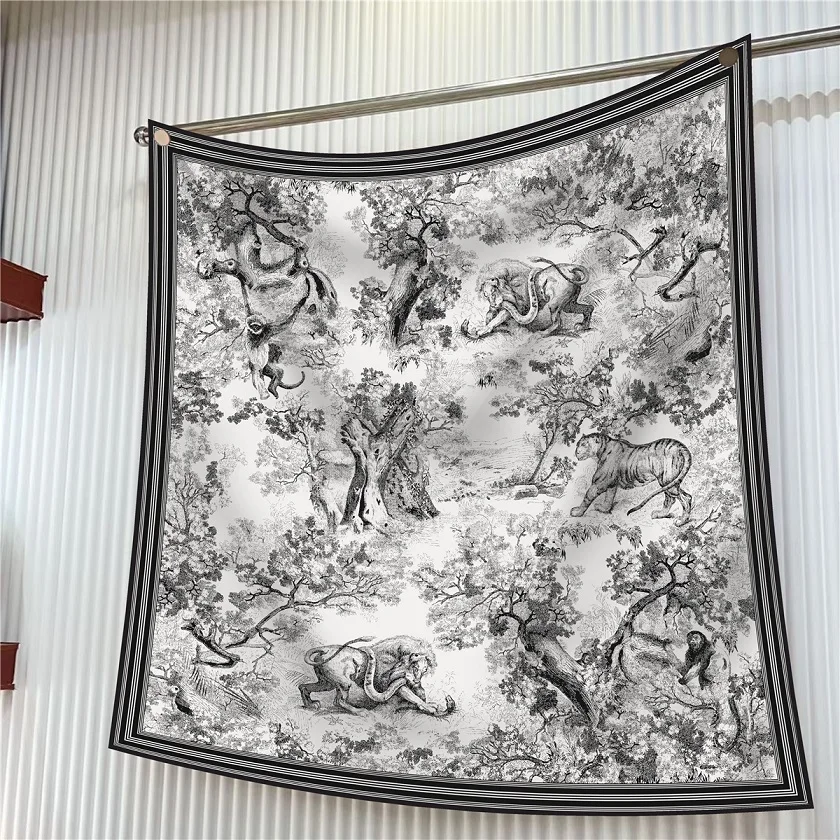 Hand Printed LISA Printed Scarf Square Scarf Silk Feel Scarves Printed Lady Hijab 90x90 cm