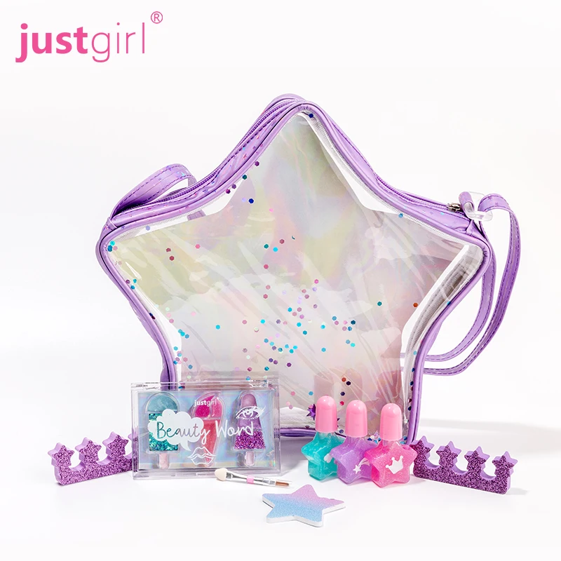 Wholesale Kid Girl Non Toxic Shimmer Children Love Beautiful Glitter Purple Star Bag Kids Nail Polish Set for Girls