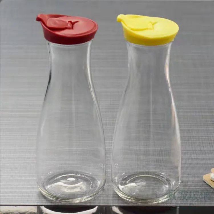 Juice Lemon Brazil Milk Bottle 1000ML Beverage Pitcher BPA Free Transparent Glass Water Bottle With Lid