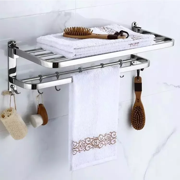 Rack 304 Bathroom Stainless Steel Towel Rack Set Device Rack Wall Hanging Bathroom Hanger