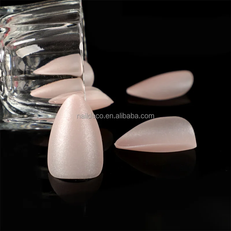 Nude Purple Gel Press On Full Cover Nail Tips Short Almond 15mm Wide Size Ultra Thin Matte Artificial  Fingernail Art