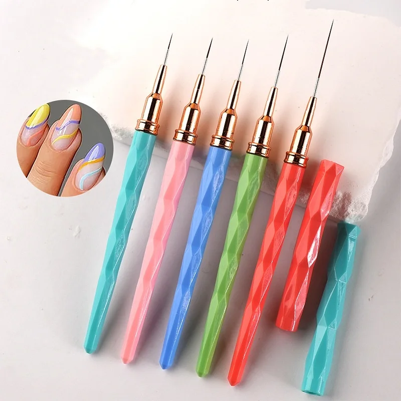 7/ 9/ 11/ 15/ 25mm High Quality Nail Liner Brush Pink Acrylic Brush Kolinsky Nail Art Brush Tool