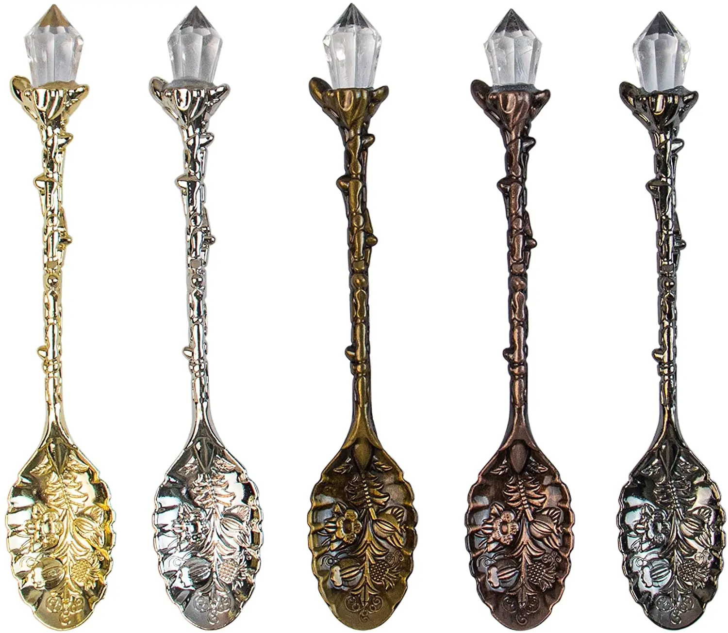 High Quality Retro Crystal Antique Alloy Spoon Coffee Tea Spoon Dessert Mini Ice Cream Decorative Spoons