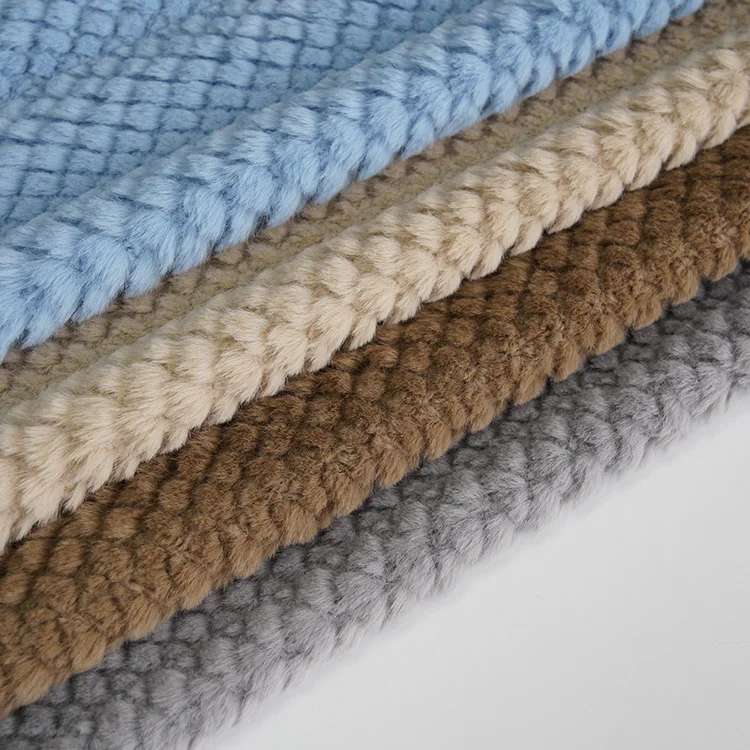 100% Polyester Pineapple Checkered Jacquard Animal Faux Fur Fabric For Home Textile Blanket