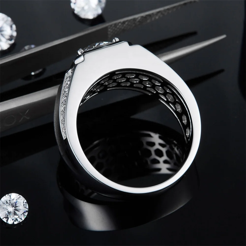 Popular luxury 2022 factory italian silver rings rings for men 925 silver moissanite ring wedding band