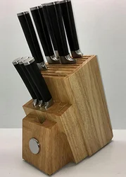 16 slots solid wood magnetic knife block set