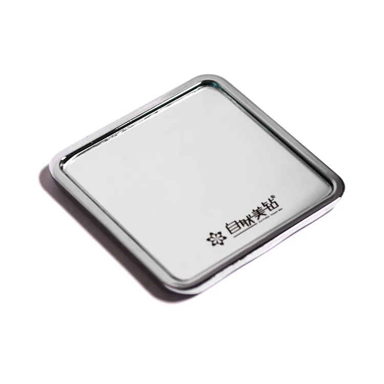 Personalised Portable Fashionable Gift Single side small sliver wavy square Metal Handheld pocket vanity Compact Mirror