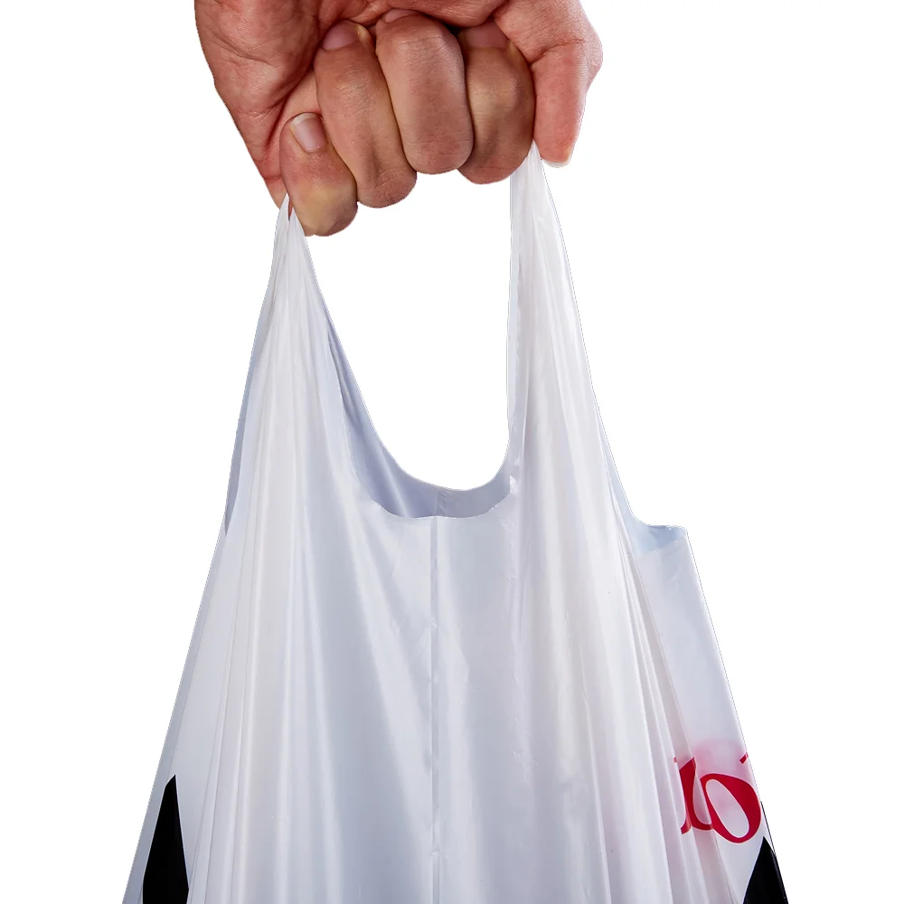 Wholesale manufacturer custom supermarket hdpe plastic folding t shirt bag