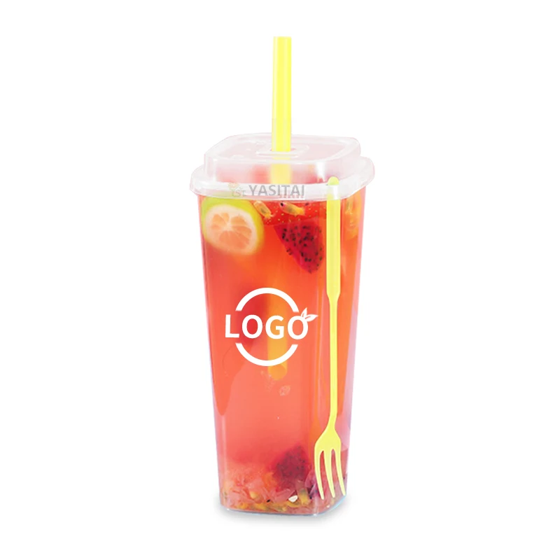 Customized disposable transparent square plastic dessert cup milkshake smoothie pp plastic cups
