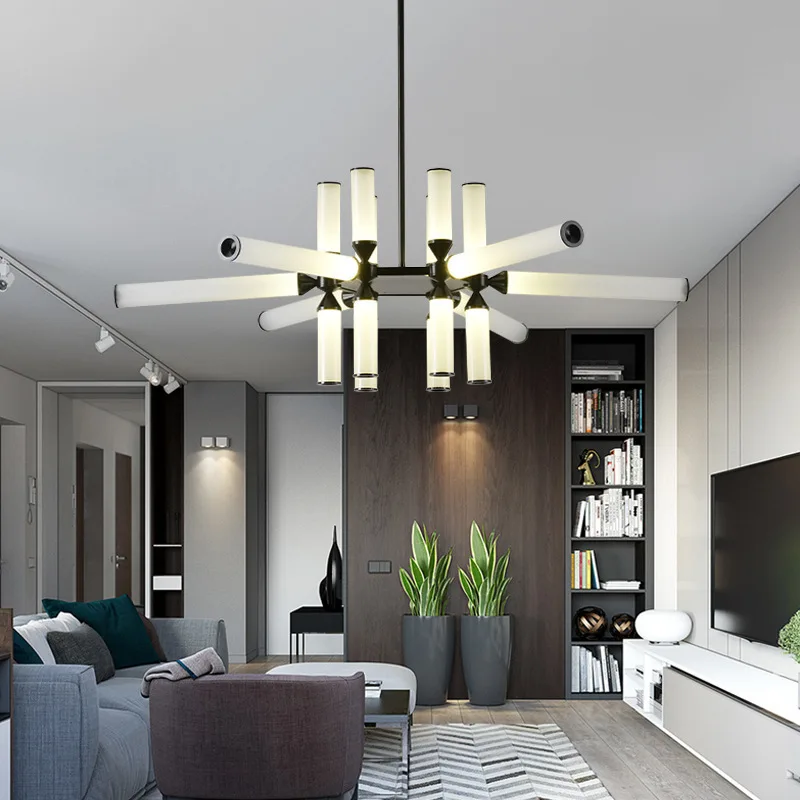 Wholesale Glass Tube Chandelier Post-modern Minimalist Creative Personality Jump-storey Duplex Living Room Chandelier