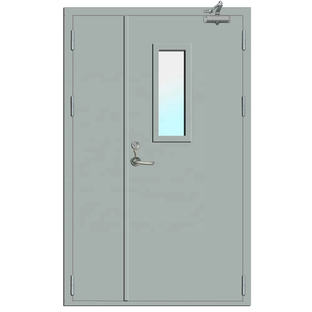 CE Certified Fast Delivery Fire Rated Exit Steel Door Insulated Double Leaf Fire Door For Apartment Fireproof Door