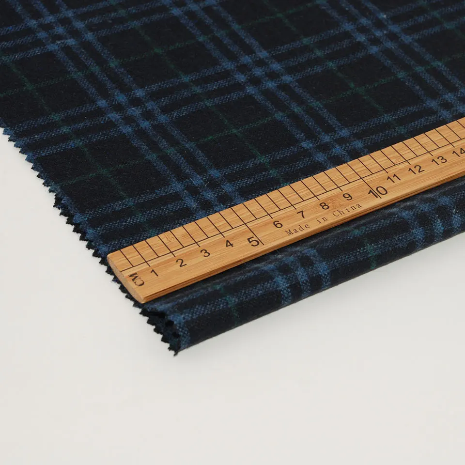 Wholesale Italian high quality thin suit polyester blend check wool fabric