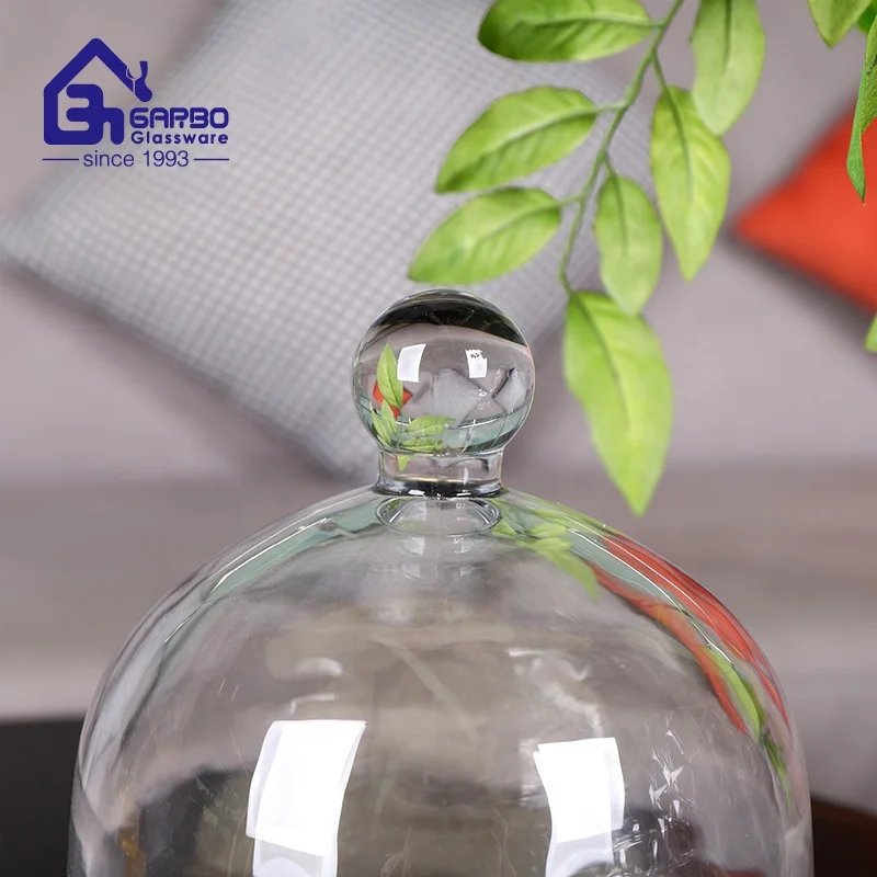 3.7 inch small glass butter dish with dome