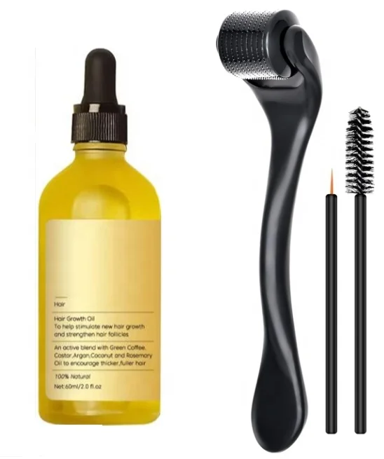 Custom 100% Natural Organic Castor Biotin Rosemary Essential Oil Growth Oil Serum roller eyebrows and eyelash growth hair oil