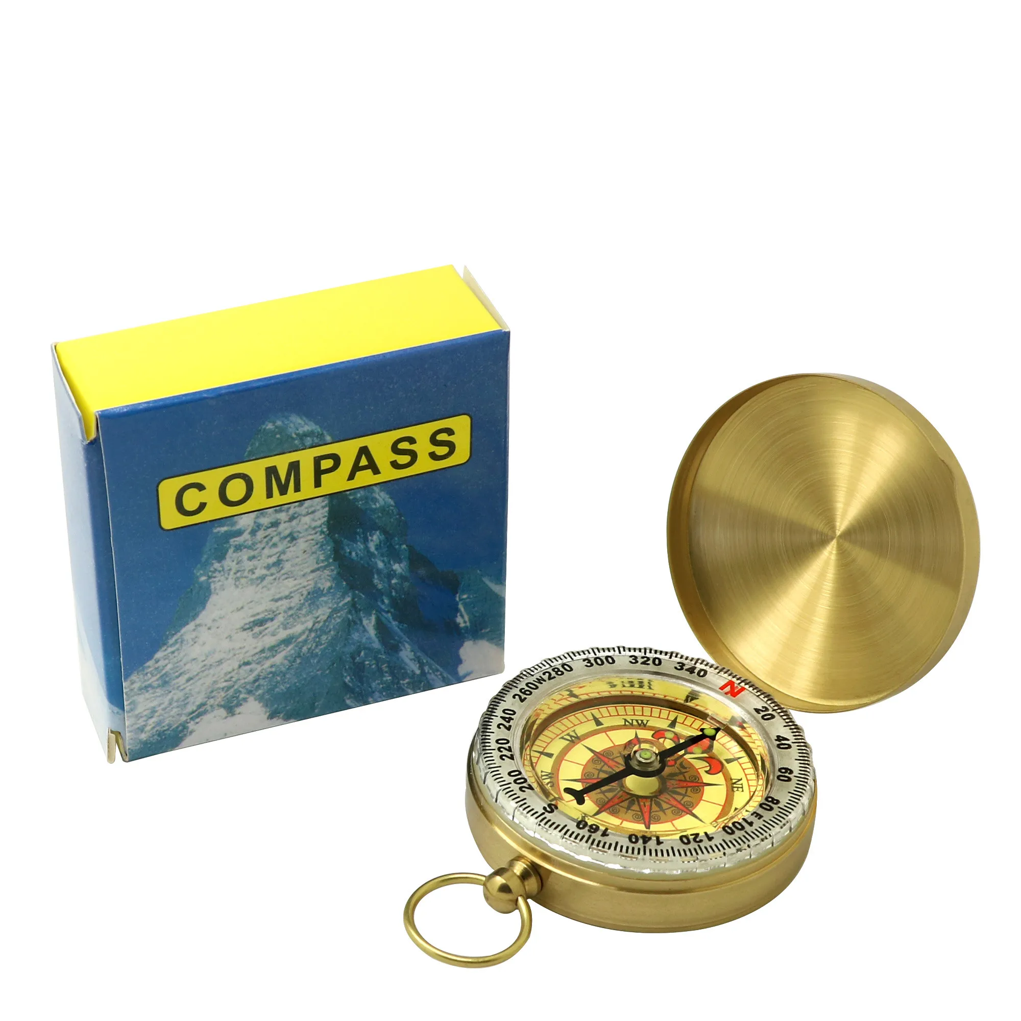 High-quality portable travel Hiking outdoor classic brass luminous Compass Camping pocket watch style compass for sale