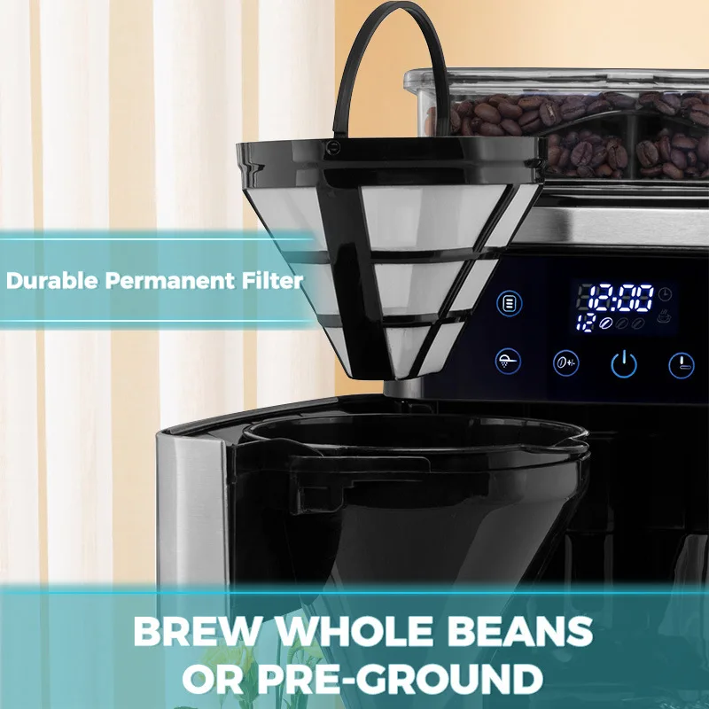 Coffee machine household American-style fully automatic grinding all-in-one commercial teapot freshly ground drip type