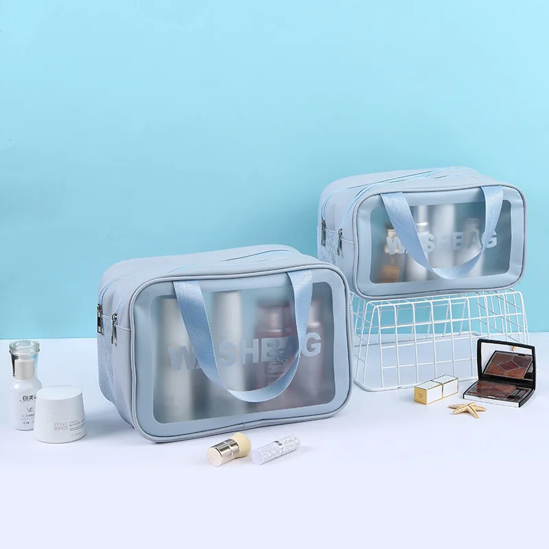 Manufacturer wholesale customized PVC cosmetic bag transparent large capacity portable travel storage bag in stock
