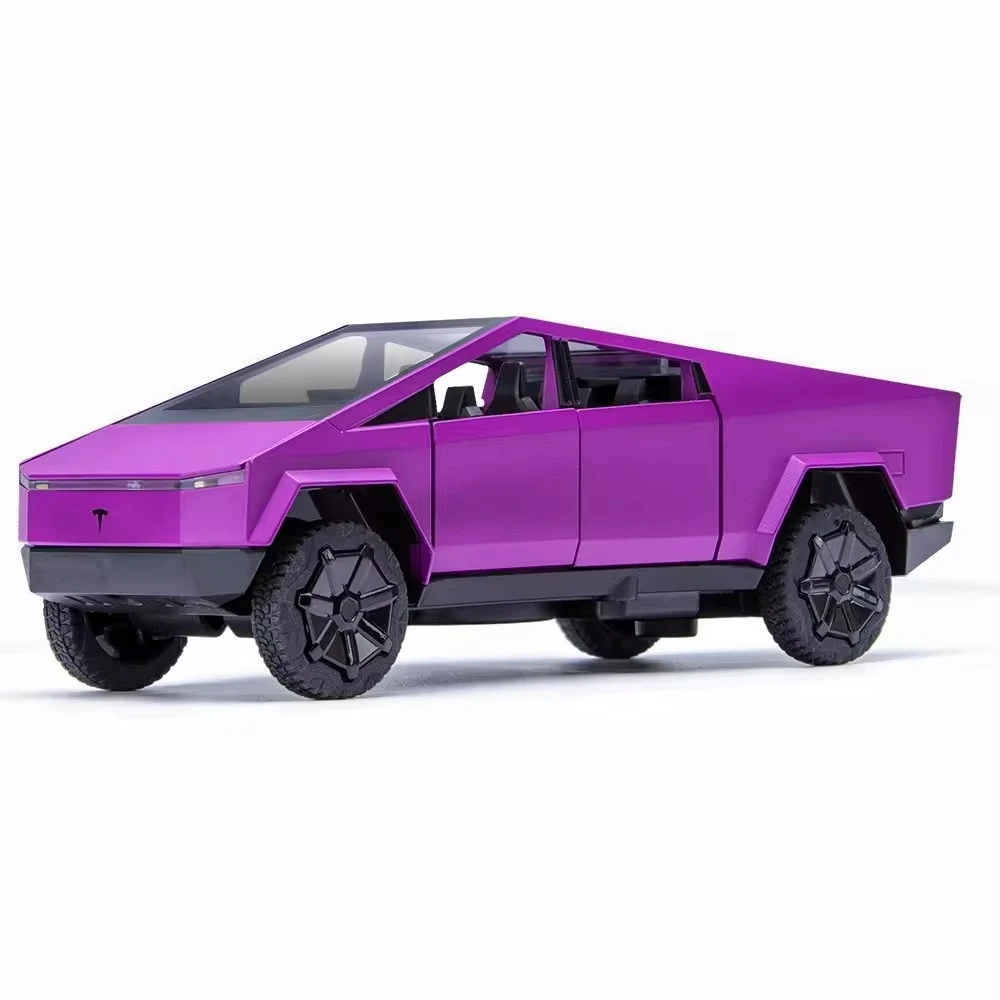Литая модель автомобилей 1:32 Tesla Cybertruck пикап легкосплавная модель автомобиля с откатом звука и света декоративная металлическая модель автомобиля игрушка