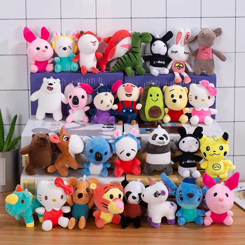 4 inch High Quality Mini Plush Keychains Plush Toy Crane Machine Stuffed Animal Toy Customized Plush Toys Key Chains