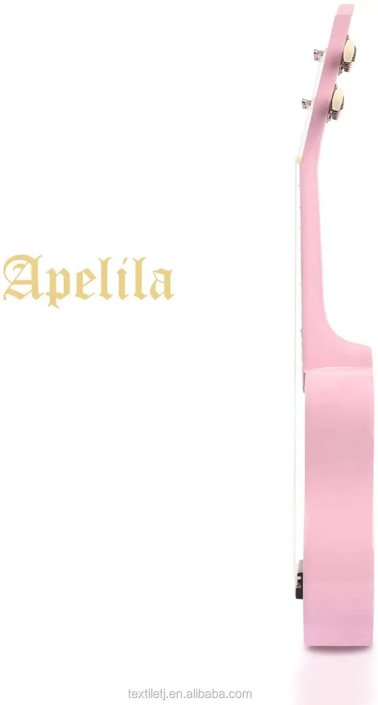 21 inch Soprano Ukulele Acoustic Mini Guitar Musical Instrument with Bag, Pick, Strings, for Beginner Light Pink