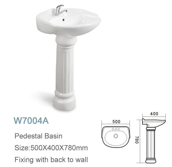 Custom color bathroom pink pedestal wash basin sink