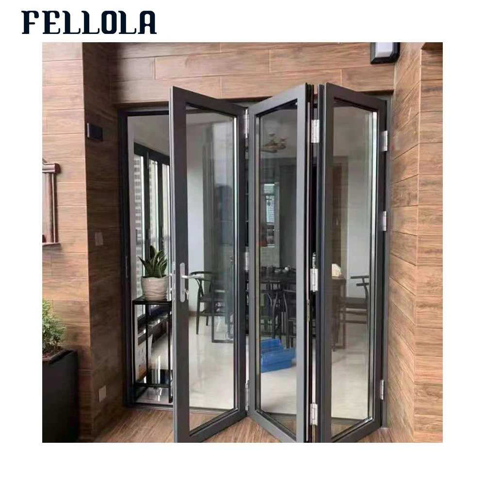 Black Aluminum Bifold Narrow Frame Folding Window For Balcony  comalco Aluminium Windows