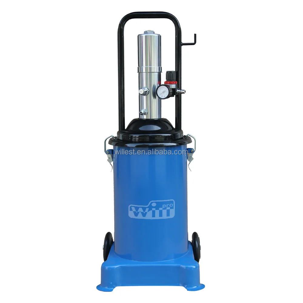 60:1 pneumatic grease dispenser HUTZ air operated grease pump with 12L or 15L barrel GPT12AC60L1 mobile bucket grease lubricator