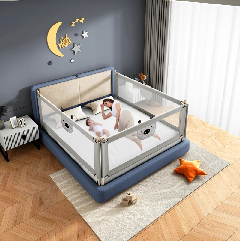 Folding Baby Safety Queen Bed Frame Rails Guard Protection Fence Breathable Babyproof Crib Bed Railing Rails for Kid Room