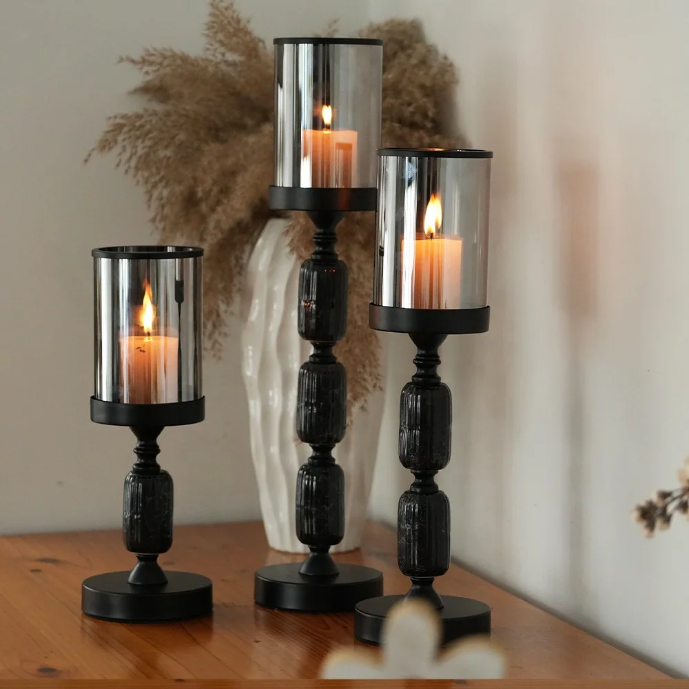 Fashion table candle holder ceramic luxury tall glass candle holder candelabra