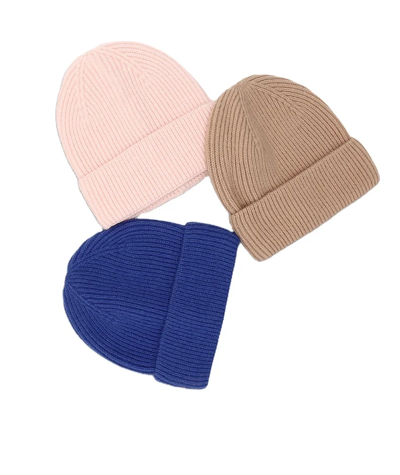 Wholesale Beanie Hat Fashion Cold-Proof Knitted Cap Solid Color Ear Protection Woolen Hat With Logo Winter Hat