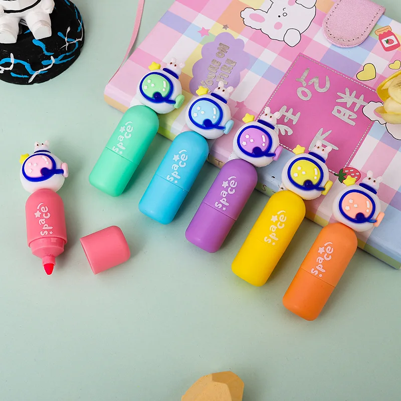 Creative Colorful Highlighter Pens Eco-Friendly Non-Toxic graffiti marker unicorn highlighter pen set for Students kids