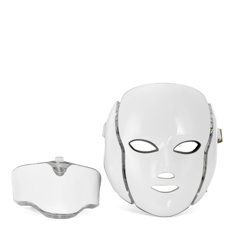 2021 New Technology Portable Korean Beauty Salon led facial mask Home 7 Color Led Light Therapy Face Neck Mask Photon Led PDT Fa