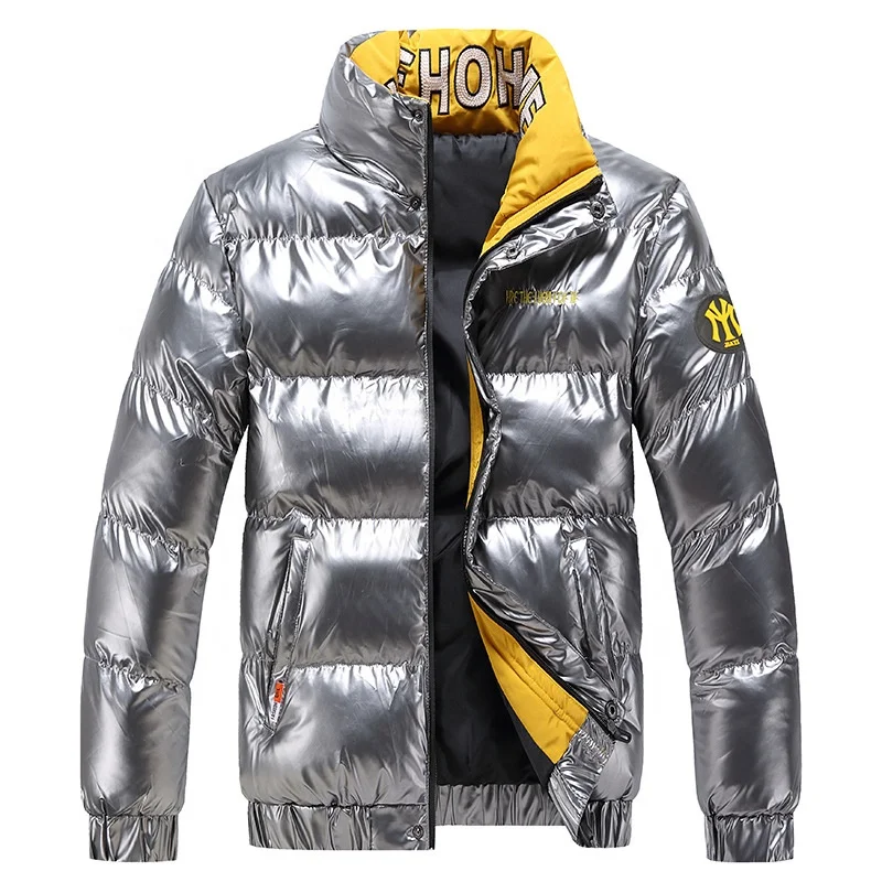 wholesale winter polyester jacket custom ,custom lightweight puffer cropped hooded down casual packable shiny puffer jacket