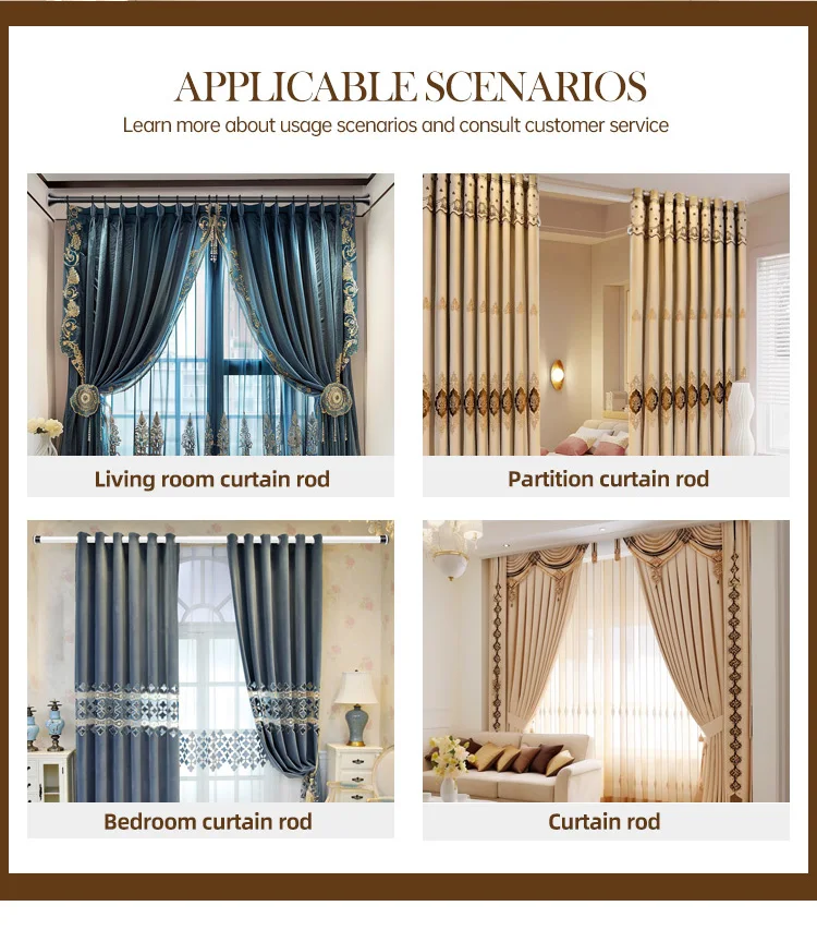 ARODDY Set Sales Black Grey Rideaux Cortinas Para Sala Thermal Insulated Window Curtains and Curtain Rod Set