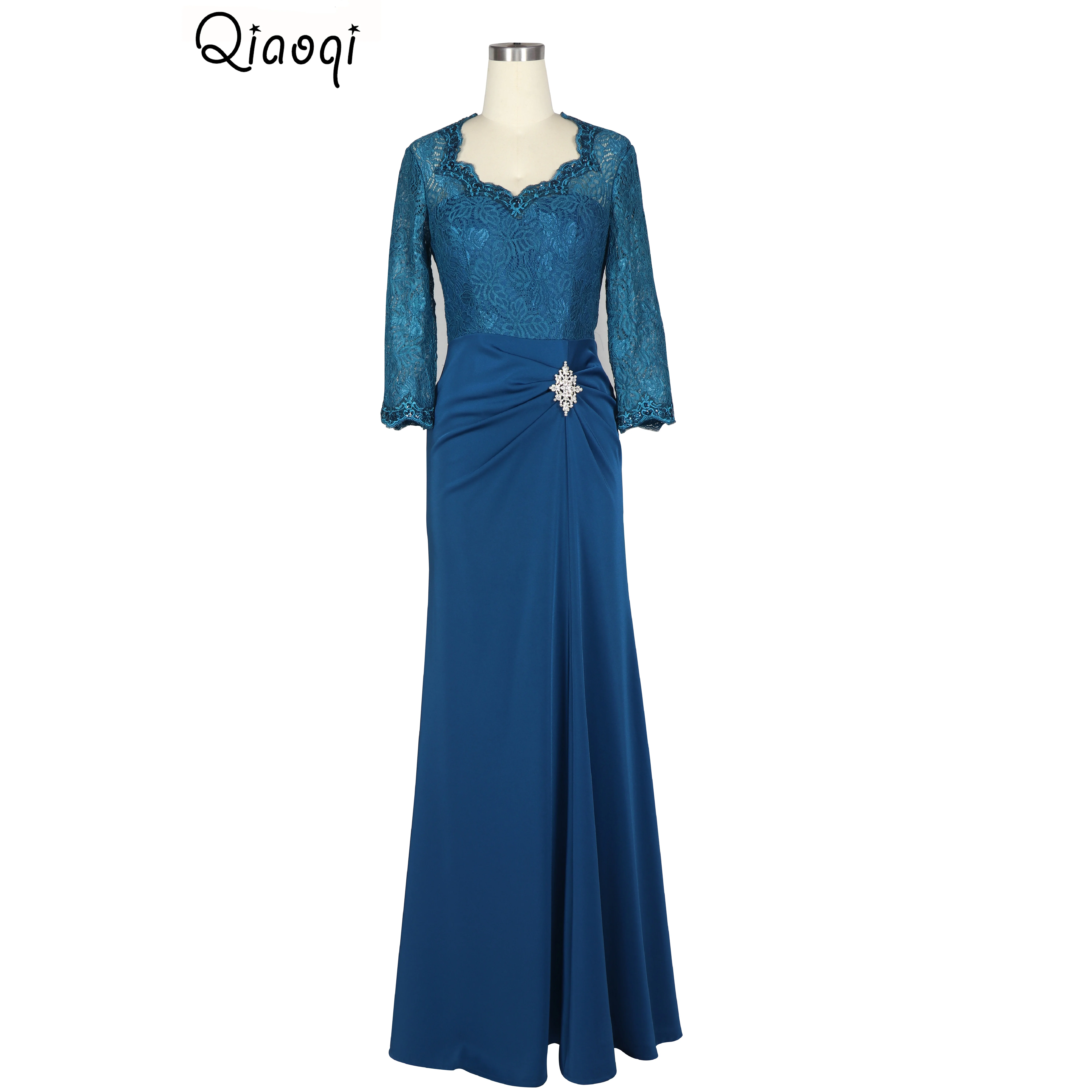 3 colors long sleeve lace emboridery formal dresses mother of the bride dresses elegant gowns evening dresses