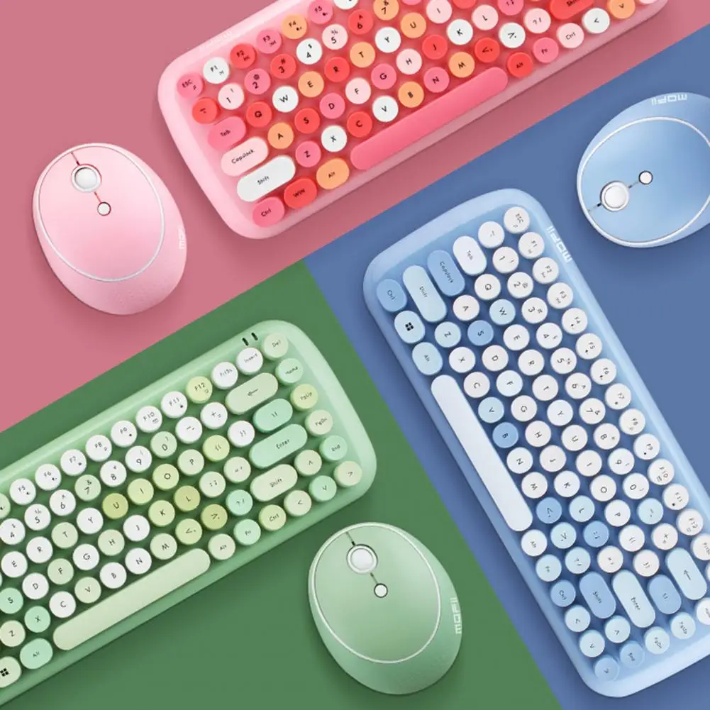 Selling 2.4G Mini Keyboard Jelly Candy Color Keyboard And Mouse Wireless Girly Pink Keyboard Mouse Set