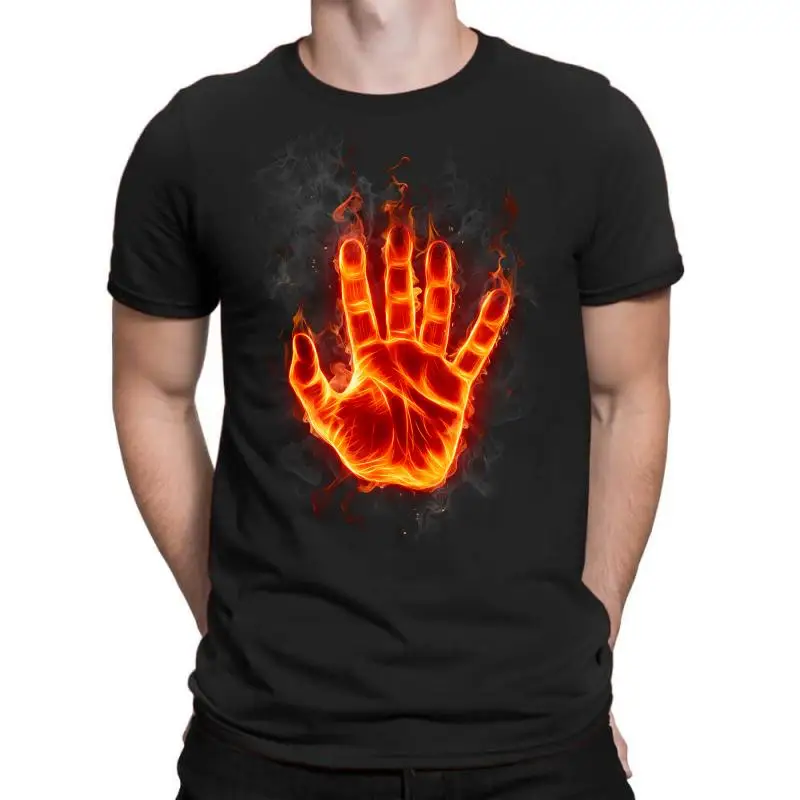 
Dropshipping Service Fire Flame Hand T-Shirt One piece Made on Demand DTG Custom Fashion T-shirt 
