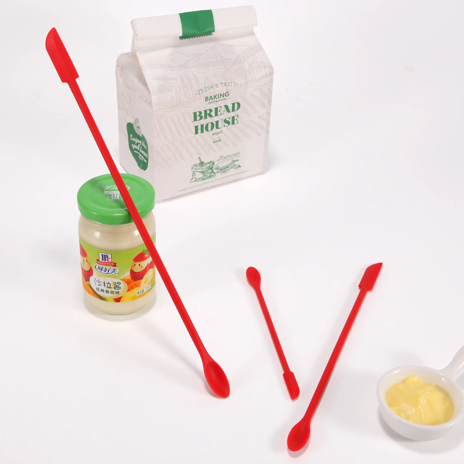 
2021 newest Silicone Spatula Set 3 PCS with spoon bakery scraper rubber cake spatulas for kitchen baking 